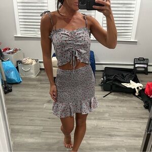 BriDGE Blue Floral Mini Skirt Set